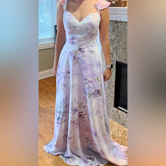 Lilac Floral Marchesa Dress - Picture 4 of 4